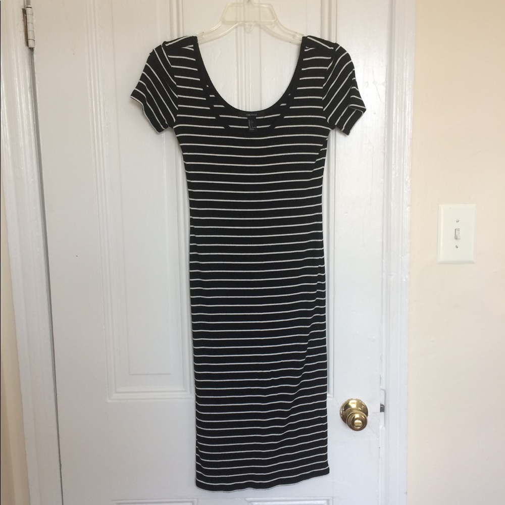 Striped body con midi dress